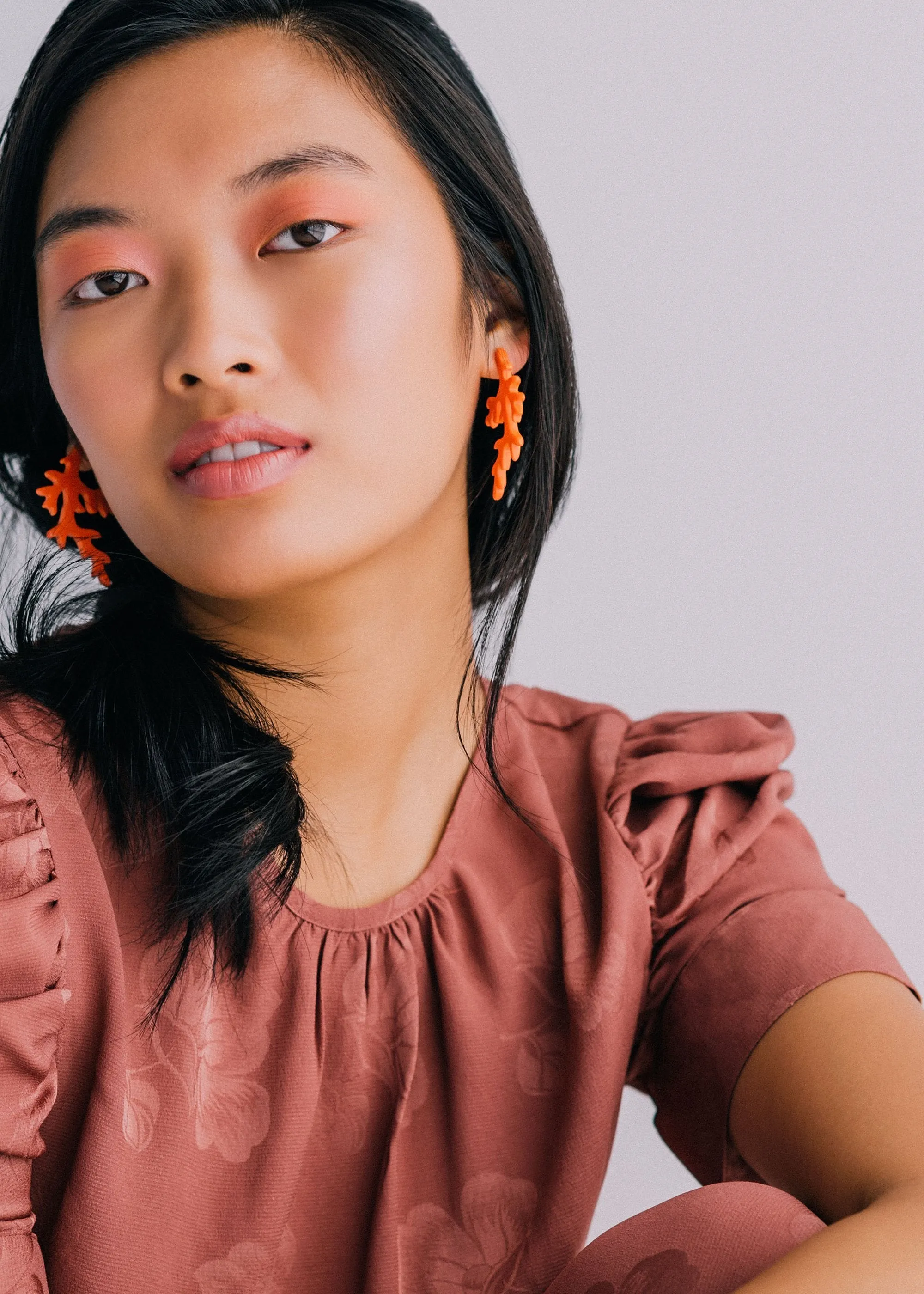 Woll Earrings: Coral