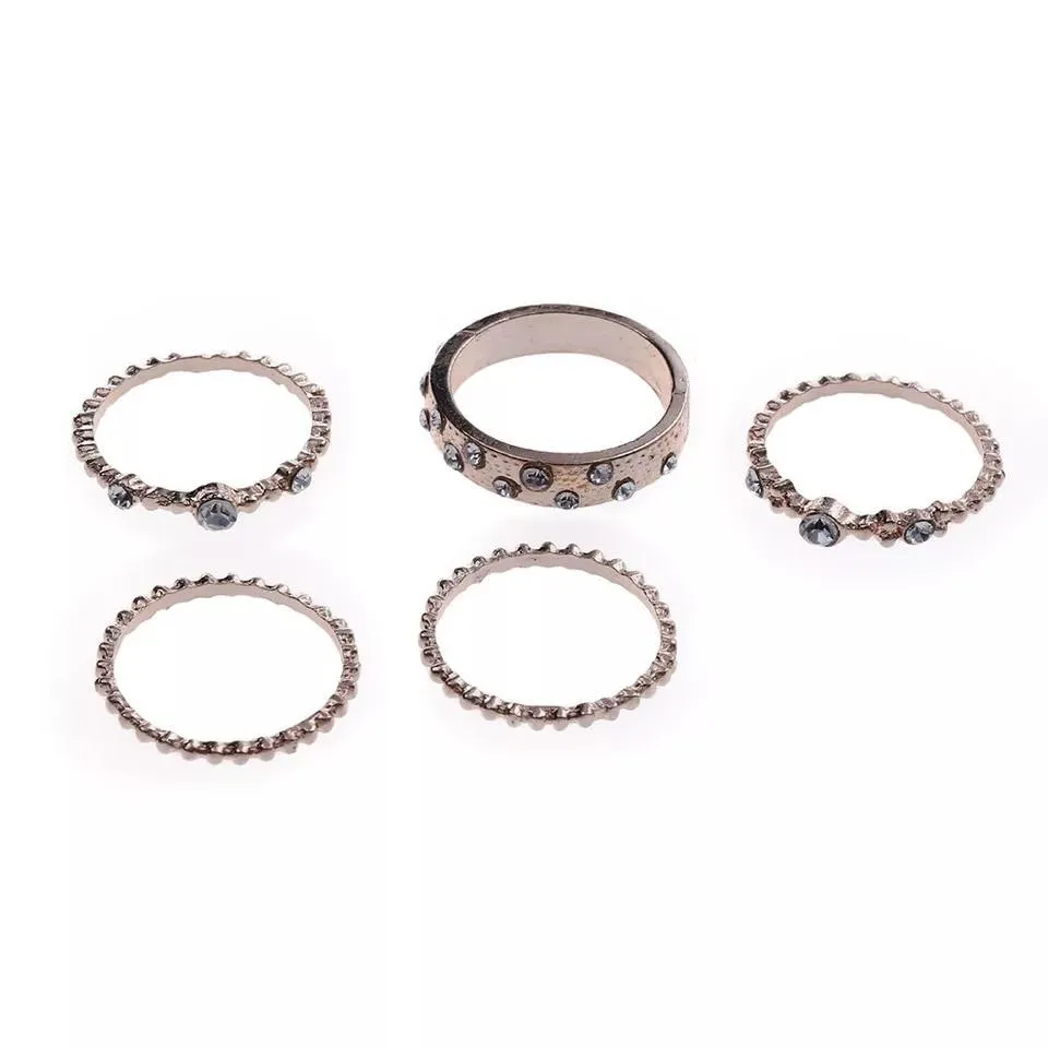 Women’s rose gold and crystal stackable rings