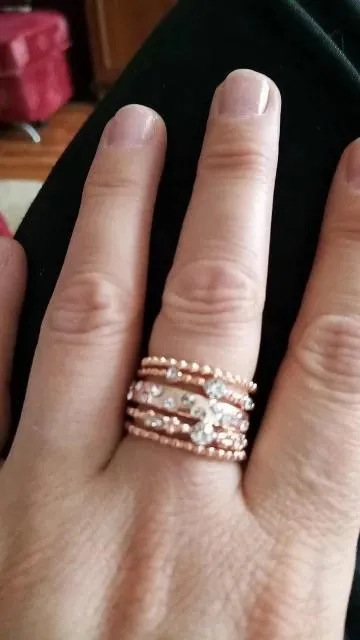 Women’s rose gold and crystal stackable rings