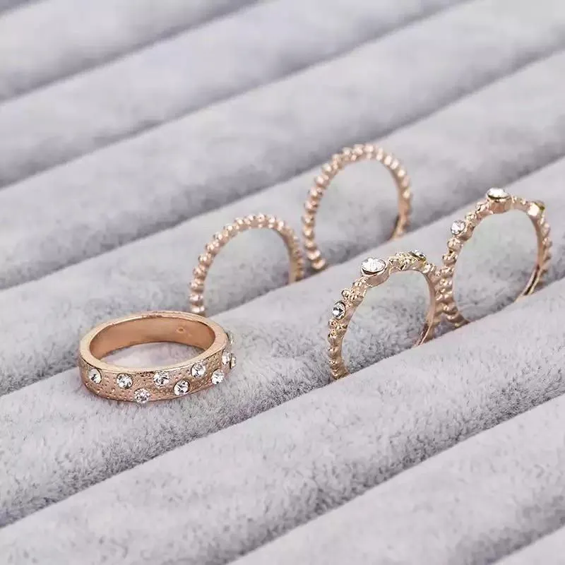 Women’s rose gold and crystal stackable rings