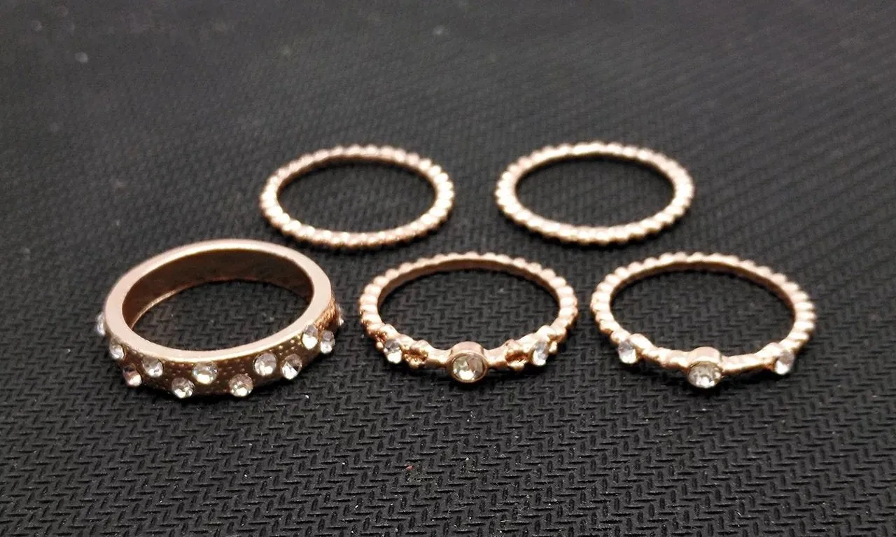 Women’s rose gold and crystal stackable rings