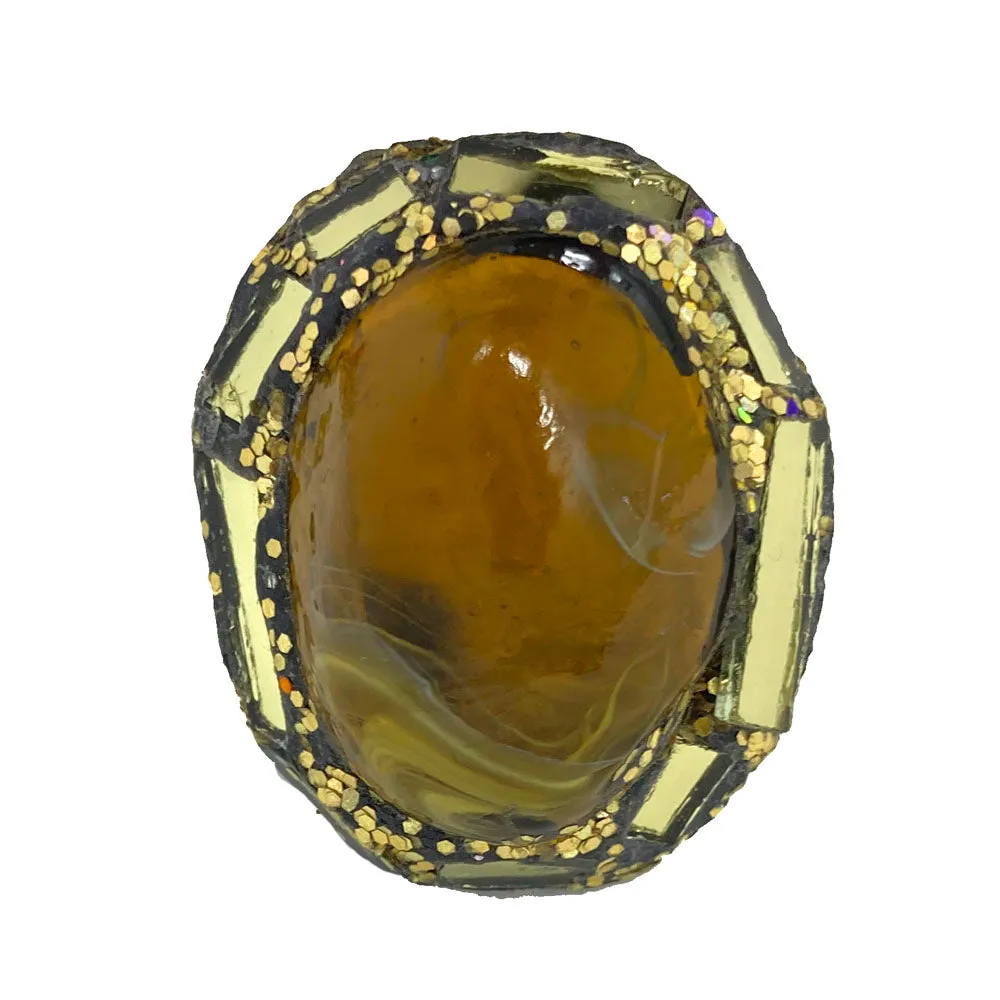 YELLOW OVAL COCKTAIL RING