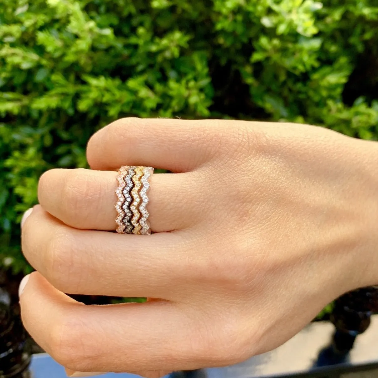 Zig Zag Rings Stackable Bands