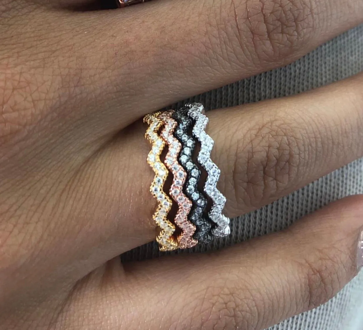 Zig Zag Rings Stackable Bands