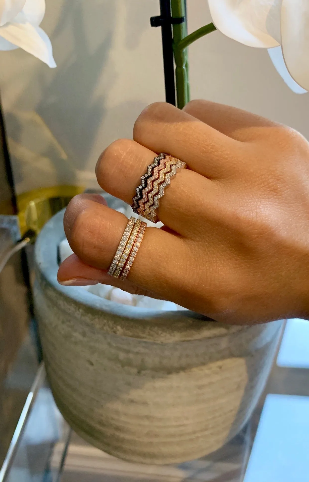 Zig Zag Rings Stackable Bands